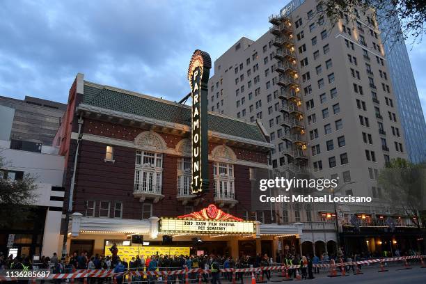 General view of the scene and marquee outside the 'Pet Sematary' Premiere during the 2019 SXSW Conference and Festivals at Paramount Theatre on March...