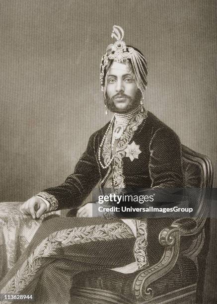 Duleep Singh, Maharajah of Lahore,1837-1893.Engraved by D.J. Pound from a photograph by Mayall. From the book "The Drawing-Room Portrait Gallery of...