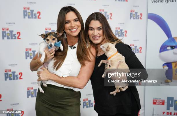 Rashel Diaz and pet trainer Gineth Villalobos are seen as Telemundo celebrates National Pet Day in support of the film "The Secret Life Of Pets 2"...