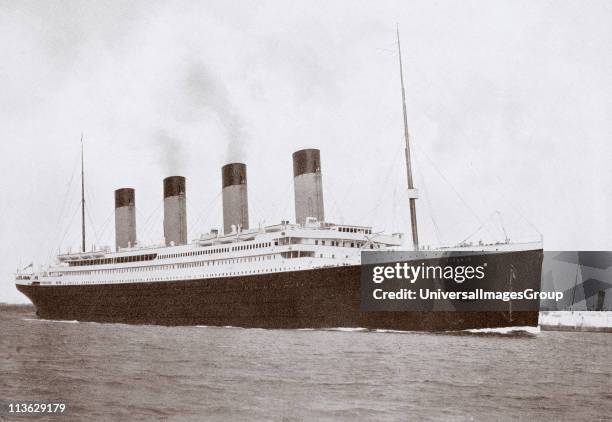 The 46,328 tons RMS Titanic of the White Star Line which sank at 2:20 AM Monday morning April 15 1912 after hitting iceberg in North Atlantic