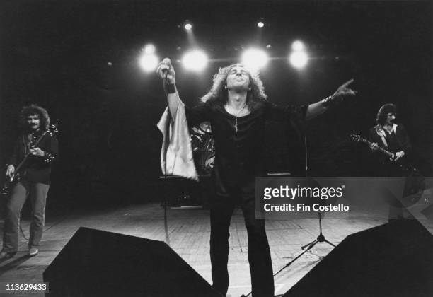 Black Sabbath on stage during a live concert performance at the Gaumont in London, England, Great Britain, 25 June 1980.