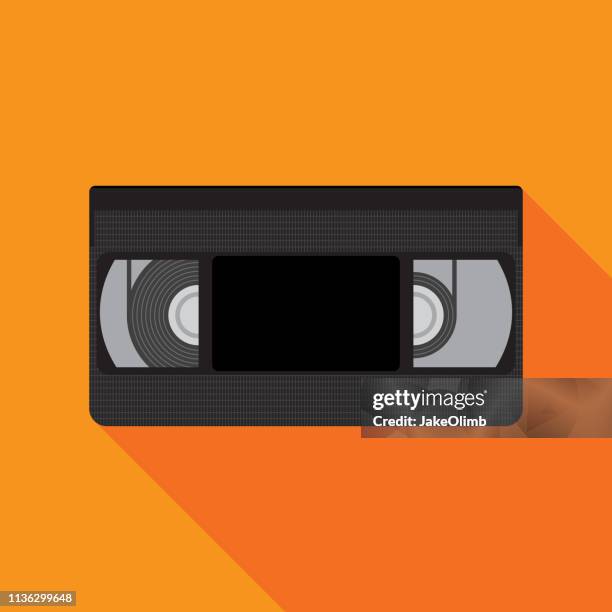 vhs tape icon flat - cassette stock illustrations