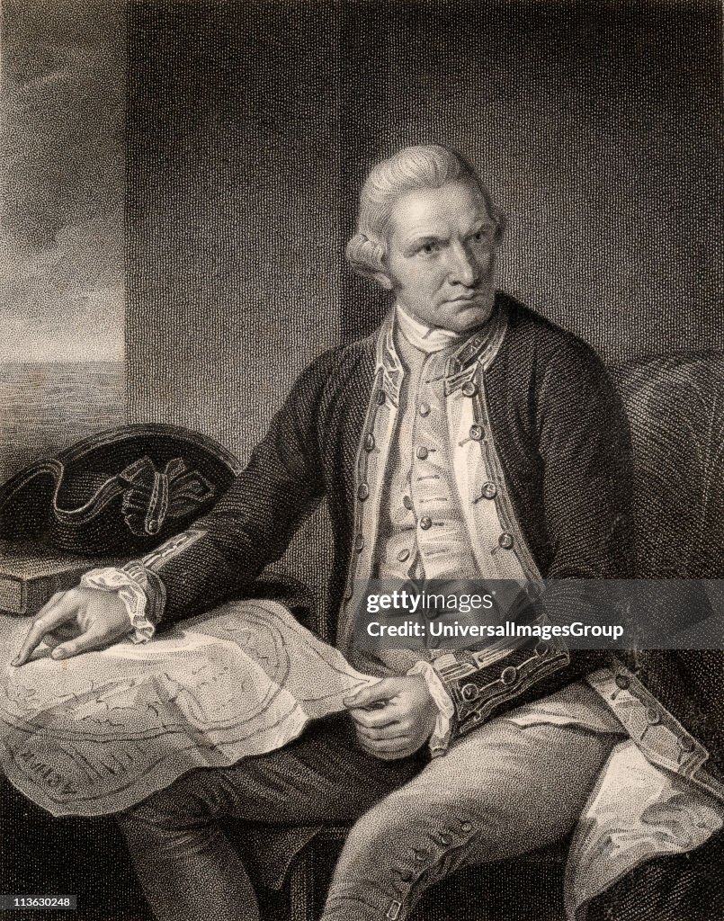 Captain James Cook 1728 to 1779 British naval commander navigator and explorer Engraved by W Holl after N Dance From the book The National Portrait Gallery Volume IV published c1820...
