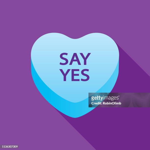 say yes valentine candy heart - love heart sweets stock illustrations