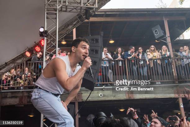 Jack Antonoff of Bleachers performs live in the security pit during the 2019 SXSW Conference and Festival on March 16, 2019 in Austin, Texas.