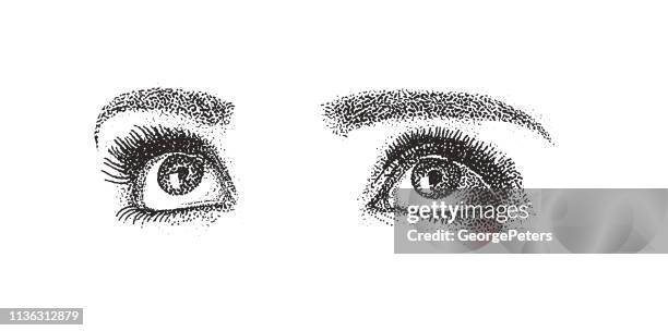 nahaufnahme der augen der frau - blick nach oben stock-grafiken, -clipart, -cartoons und -symbole