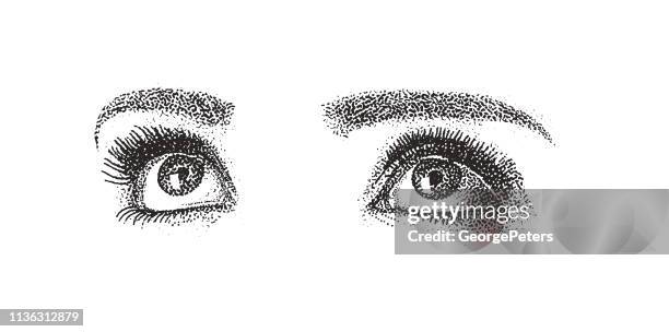 close-up of woman's eyes - head forward white background stock illustrations