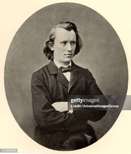 Johannes Brahms German composer, as a young man. Halftone from a photograph.