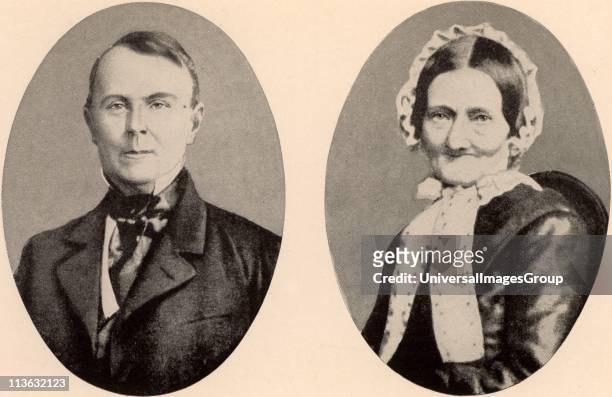 Johann Jakob Brahms and his wife, parents of the German composer Johannes Brahms . From photographs. Music.