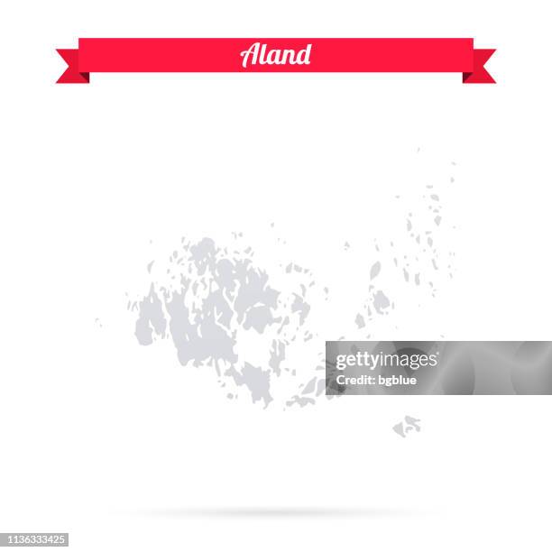aland map on white background with red banner - nordic archipelago stock illustrations