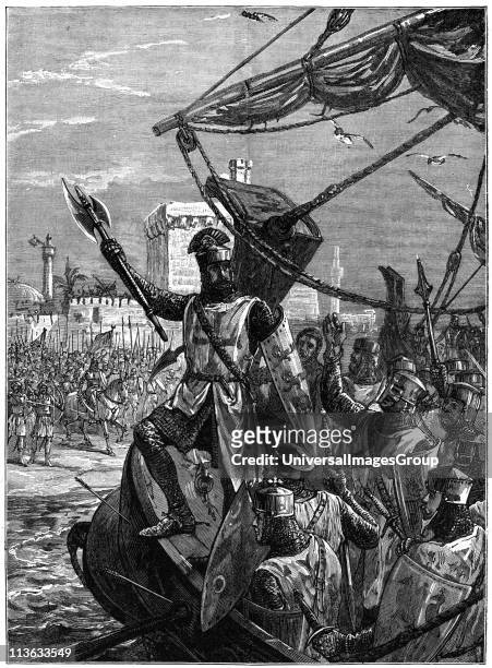 Richard I, Coeur de Lion, landing at Jaffa , September 1191. Richard, son of Henry II and Eleanor of Aquitaine, and second Angevin king of England, ....