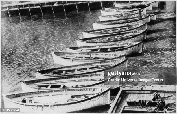 The loss of SS Titanic, 14 April 1912: The lifeboats. All that was left of the greatest ship in the world - the lifeboats that carried most of the...