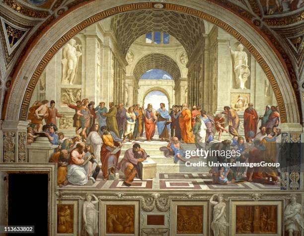 Rafael Sanzio da Urbino , The School of Athens, or Scuola di Atene in Italian, is one of the most famous paintings by the Italian Renaissance artist...