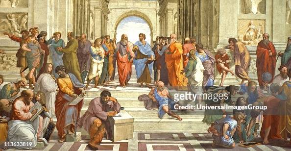 Rafael Sanzio da Urbino (1483 - 1520), better known simply as Raphael, was an Italian painter and architect of the High Renaissance ' The School of Athens' (detail) (restored) The School of Athens was painted 1510 -1511 to decorate with frescoes the rooms...