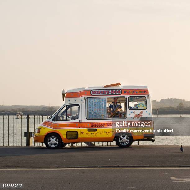 selling ice creams in southampton harbour - scooby doo stock pictures, royalty-free photos & images