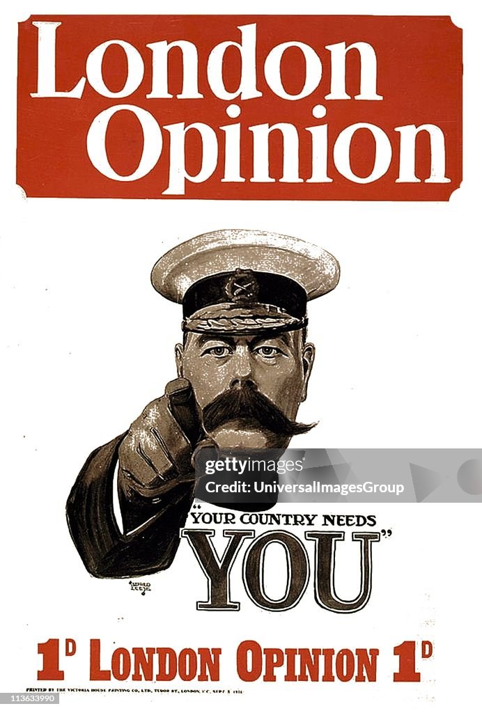 Lord Kitchener 'your country needs you' poster. World War I...