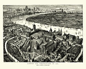 Birds-eye view of Westminster, London in the 16th Century