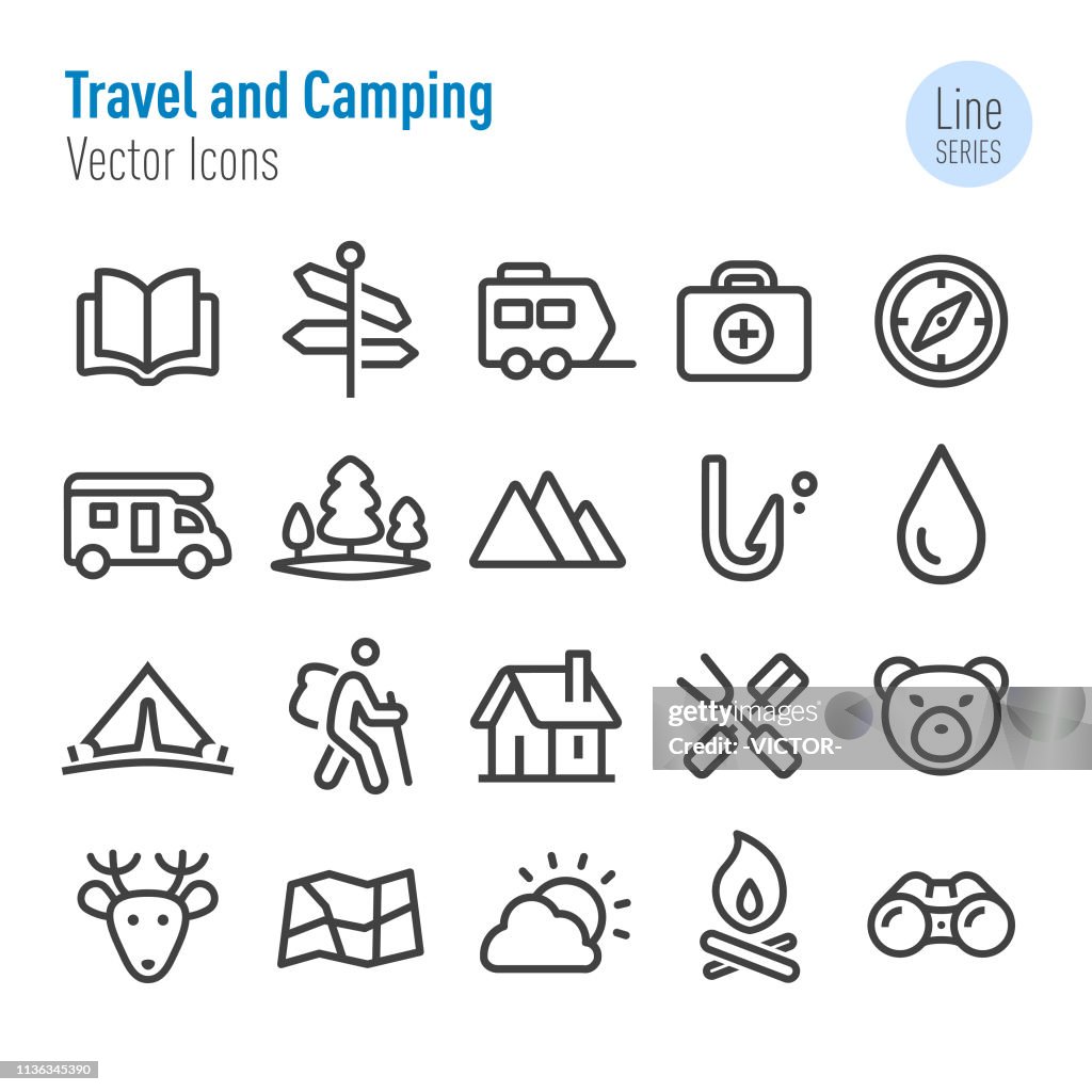 Travel and Camping Icons - Vector Line Series