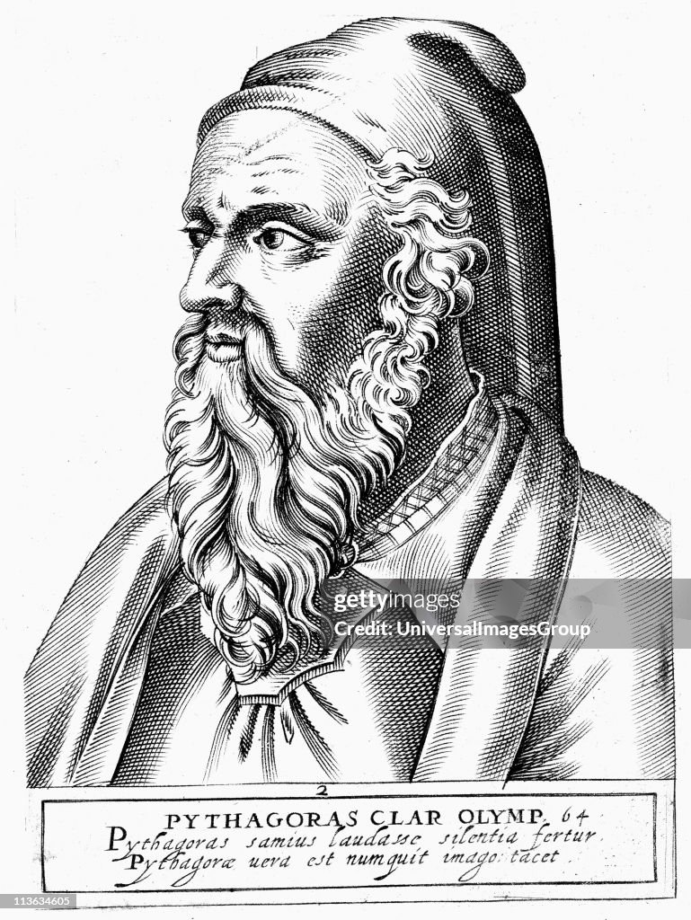 Pythagoras (c560-c480 BC) Ancient Greek philosopher and scientist. Engraving.