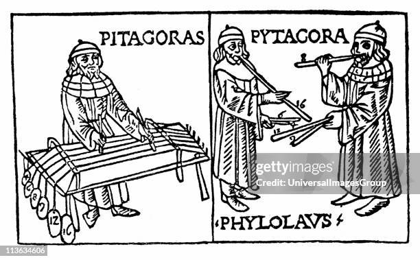 Pythagoras Greek philosopher and scientist. He recognised the mathematical relationship between the length of a vibrating string, column of air, or...