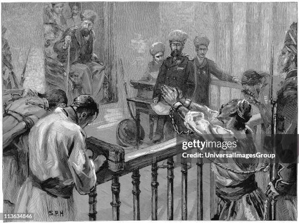 'Abdor Rahman Khan grandson of Dost Mohammad Khan the founder of Barakzai dynasty. Ruler of Afghanistan 1880-1901, here condemning to death Hazara...