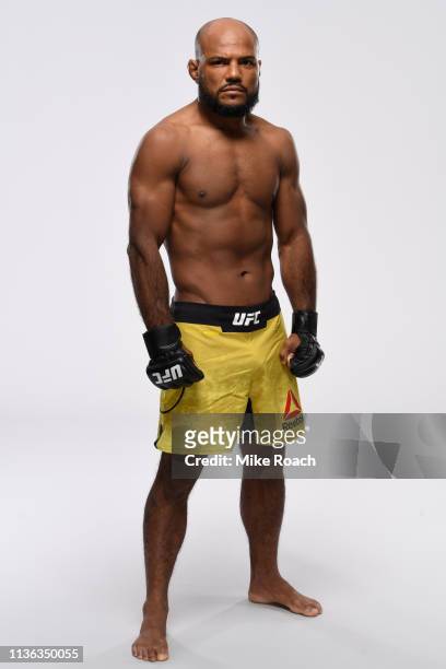 Wilson Reis of Brazil poses for a portrait during a UFC photo session on April 10, 2019 in Atlanta, Georgia.