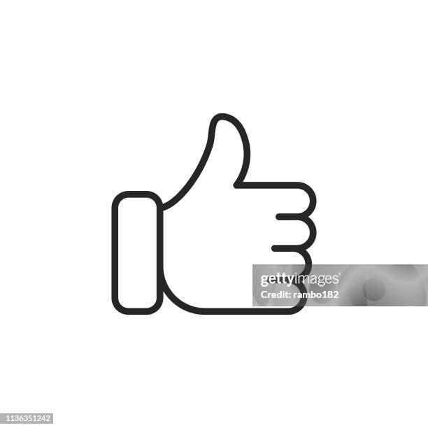 like, social media, hand line icon. bearbeitbare stroke. pixel perfect. für mobile und web. - daumen stock-grafiken, -clipart, -cartoons und -symbole