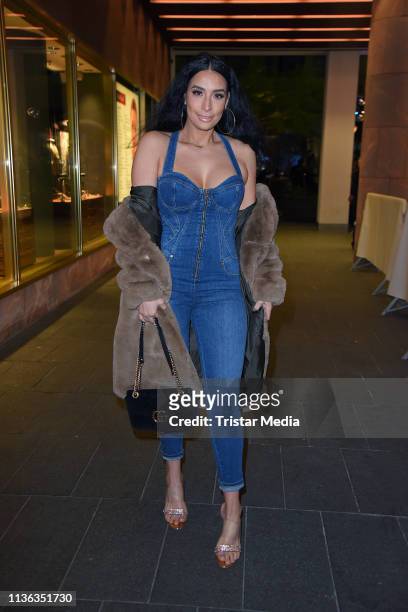 Lamiya Slimani attends the Shirin David birthday party "Iced Out" on April 11, 2019 in Berlin, Germany.
