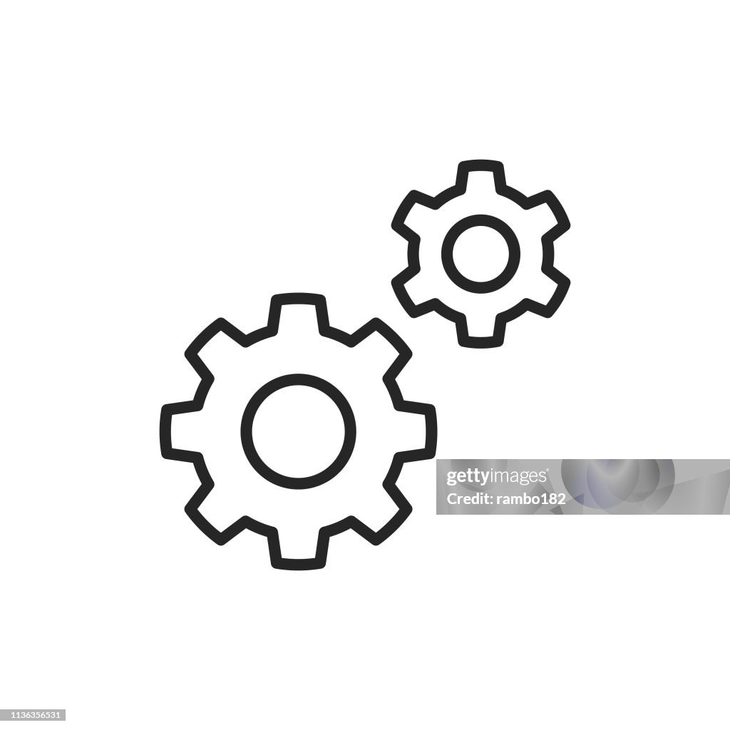 Settings, Gear Line Icon. Editable Stroke. Pixel Perfect. For Mobile and Web.