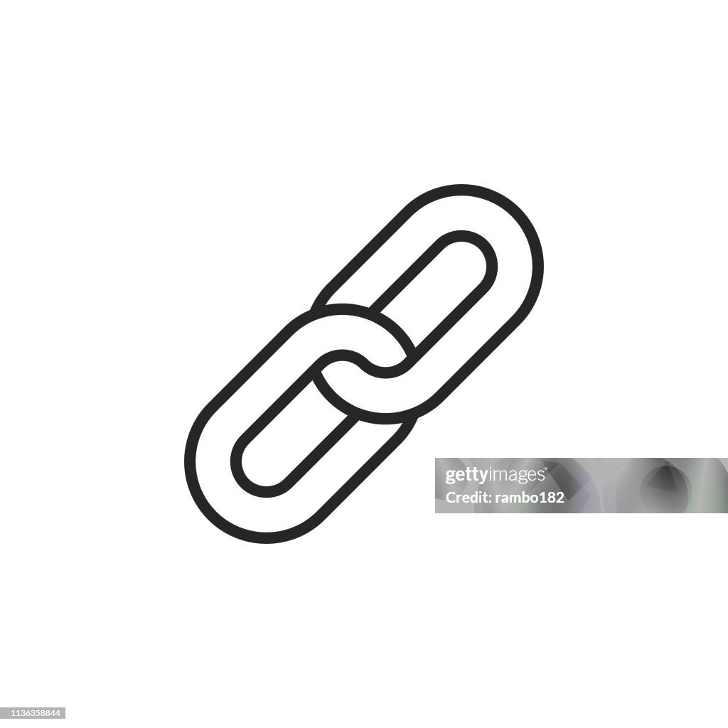 Cadena, icono de línea de enlace. Trazo editable. Pixel Perfect. Para móvil y Web.