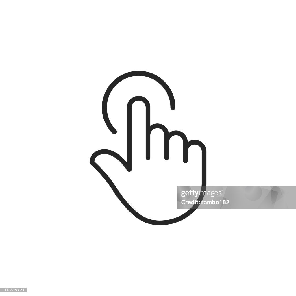 Clicker, Pointer Hand Line Icon. Editable Stroke. Pixel Perfect. For Mobile and Web.
