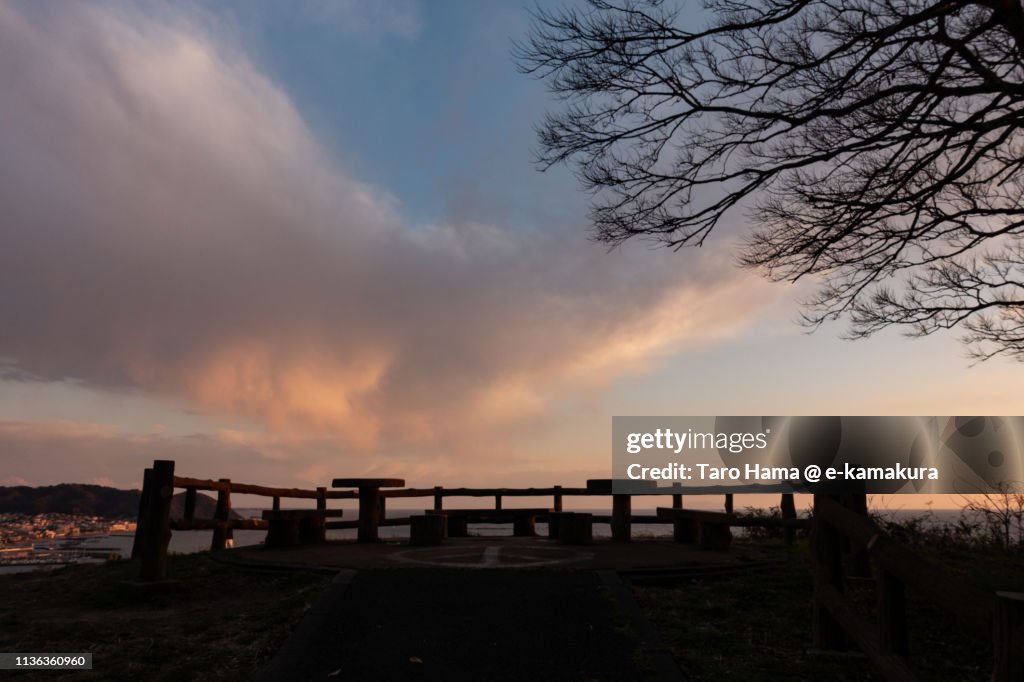 Public park on the hill over Pacific Ocean in Japan