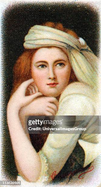 Emma Lady Hamilton mistress of Horatio Nelson. Chromolithograph after portrait by George Romney