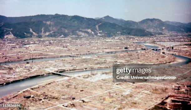 The ruins of the city of Hiroshima after the dropping of the atom bomb in August 1945. US Army Air Forces photograph.