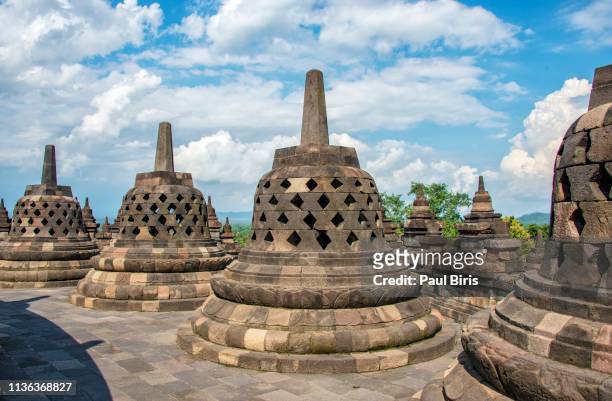 borobudur temple near yogyakarta on java island, indonesia - ボロブドゥール寺院 ストックフォトと画像