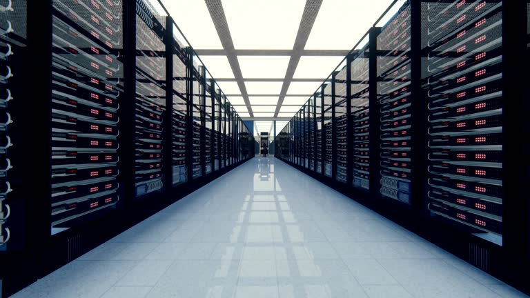 Those Phone Server Racks Server room, Technician talking on the phone, zoom in 동영상 (1136369048 ...