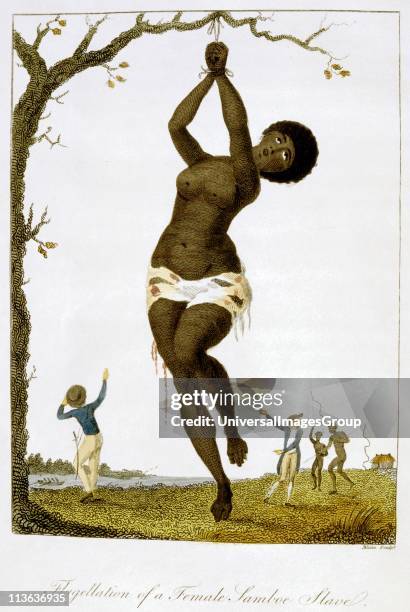 Whipping of a female black slave. From Stedman Journal of Five Years Expedition against the Rebelling Blacks of Surinam 1772-77 London 1793....