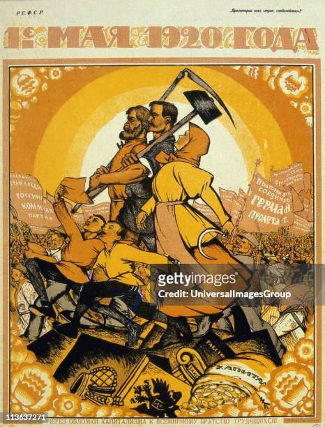 May Day 1920. On the ruins of capitalism the fraternity of peasants and workers marches against the peoples of the world. Artist, Nicolas...