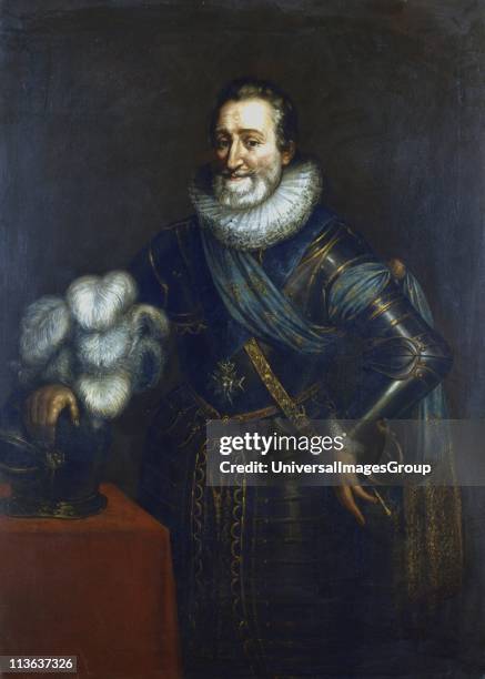 Henry IV King of Navarre 1572, King of France from 1589. Portrait in armour, attributed to Jacob Bunel . Private collection.