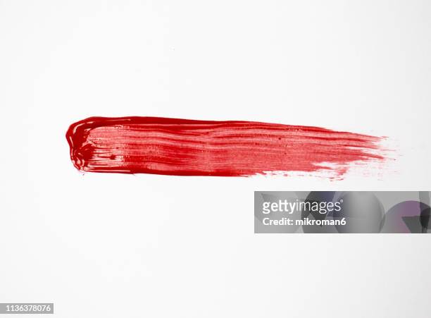 acrylic paint on paper - red brush stroke stock pictures, royalty-free photos & images
