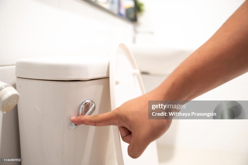 Hand flush toilet