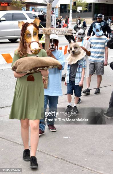 Pet funeral procession at the premiere of "Pet Sematary" during the 2019 SXSW Conference and Festival at the Paramount Theatre on March 16, 2019 in...