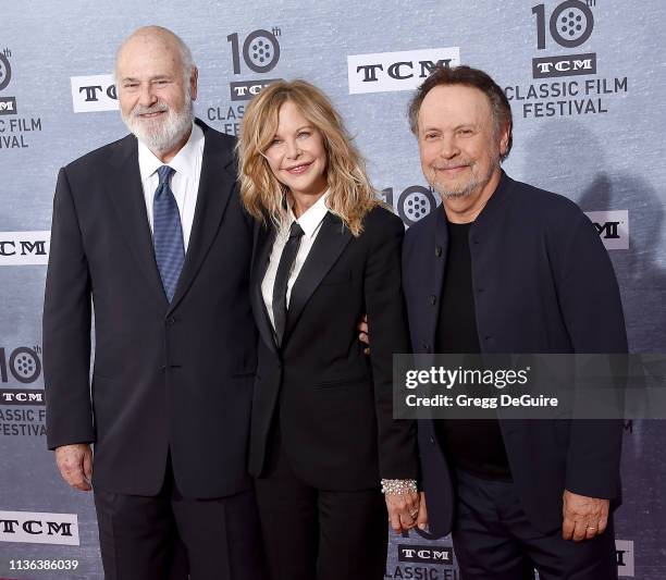 Rob Reiner, Meg Ryan and Billy Crystal attend the 2019 TCM Classic Film Festival Opening Night Gala And 30th Anniversary Screening Of "When Harry Met...