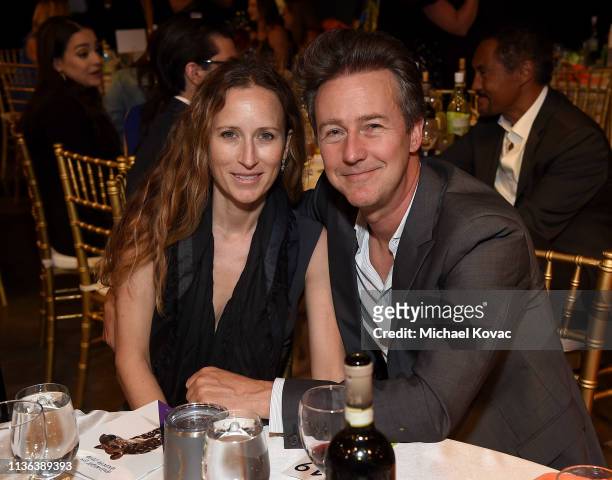 Edward Norton, UN Goodwill Ambassador for Biodiversity and producer Shauna Robertson attend Global Wildlife Conservation's "Wild Night For Wildlife"...