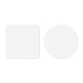 Two blank white round and square stickers mockup isolated