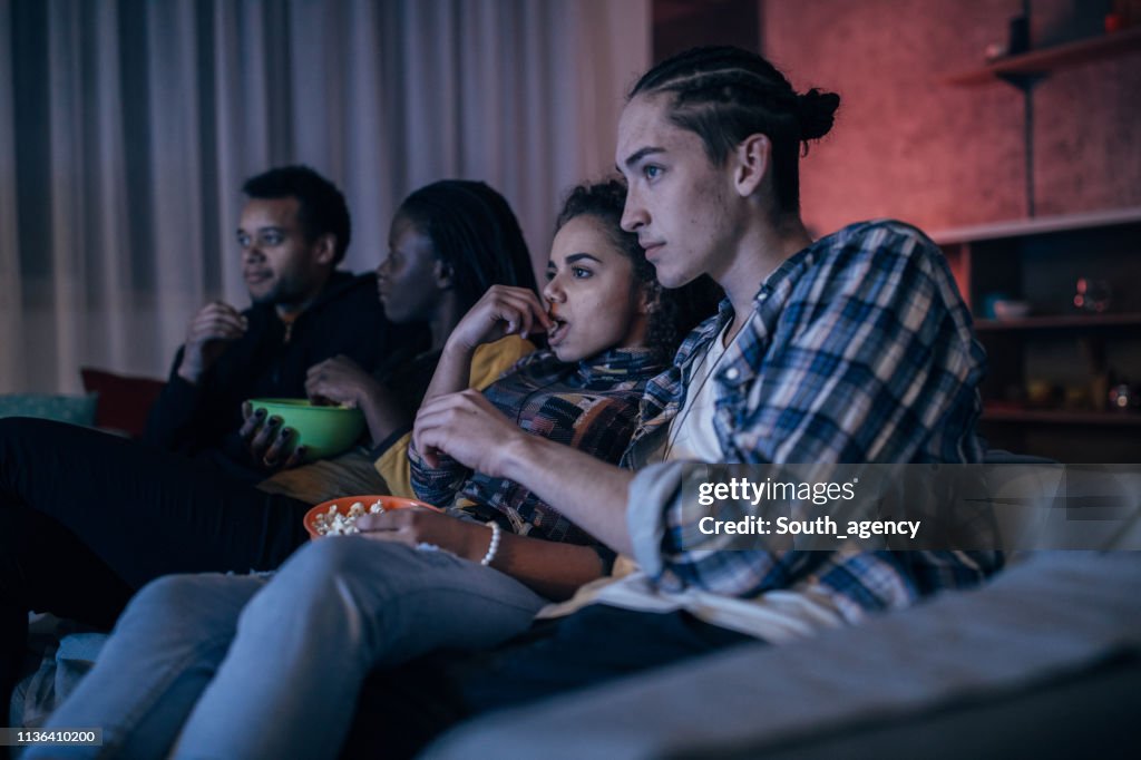 Friends watching TV
