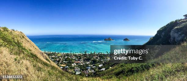 lanikai from above - kailua stock-fotos und bilder