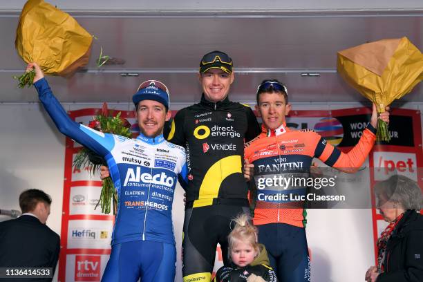 Podium / Robbert de Greef of The Netherlands and Alecto Cycling Team / Pim Ligthart of The Netherlands and Team Direct Energie / Nicola Bagioli of...