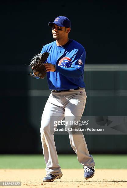Infielder Carlos Pena of the Chicago Cubs in action during the Major League Baseball game against the Arizona Diamondbacks at Chase Field on May 1,...