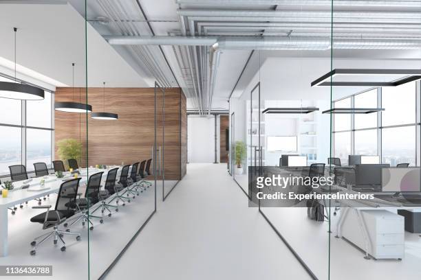 interni moderni per ufficio - vetri foto e immagini stock